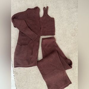 Old Navy brown lounge set XS tank, XS pants, S cardigan